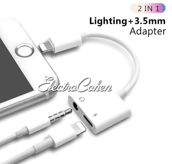 מפצל Lightning למכשירי אייפון לטעינה ואוזניות