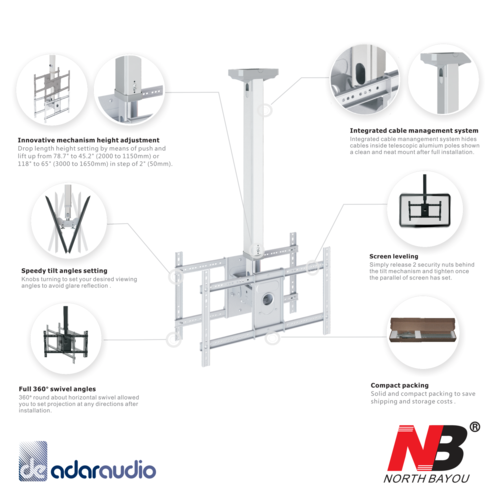 זרוע תקרתית לשני מסכים AUDIO LINE NB-T6030