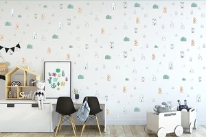 טפט מעוצב לחדר ילדים עם דבק במידה 65/300 ס"מ - בתים צבעוניים