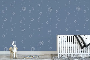 טפט מעוצב לחדר ילדים עם דבק במידה 65/300 ס"מ - חלל רקע ג