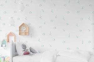 טפט מעוצב לחדר ילדים עם דבק במידה 65/300 ס"מ - ממפיס תכלת