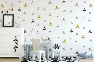 טפט מעוצב לחדר ילדים עם דבק במידה 65/300 ס"מ - משולשים צהובים