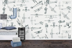 טפט מעוצב לחדר ילדים עם דבק במידה 65/300 ס"מ - מטוסים