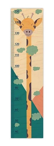 מד גובה מעוצב לחדר ילדים מעץ - ג'ירף טורקיז
