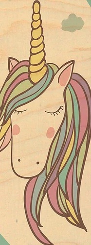 מד גובה מעוצב לחדר ילדים מעץ - חד קרן תכלת