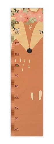 מד גובה מעוצב לחדר ילדים מעץ - שועלה