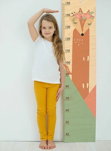 מד גובה מעוצב לחדר ילדים מעץ - שועלה