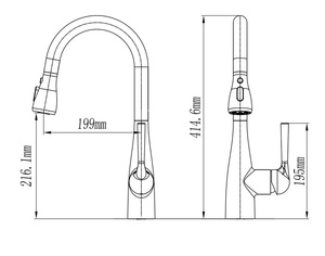 ברז מטבח נשלף נירוסטה דגם דיפר DEEPER 53901  שוני SHONY 