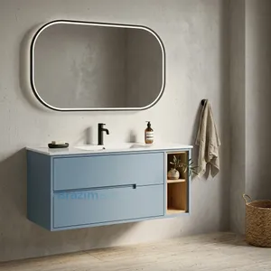 ארון תלוי MDF רימון כחול 2 מגירות ומדפים פתוחים