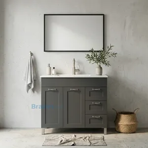 ארון עומד MDF ארבל אפור 2 דלתות 3 מגירות וכיור אינטגרלי