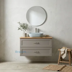 ארון תלוי עץ ו-MDF זכרון 2 מגירות עם כיור מונח