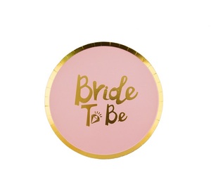 צלחות נייר וורוד בייבי Bride to Be מוטבע בצבע זהב 8 יח