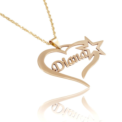 שרשרת ותליון שם מזהב 14K