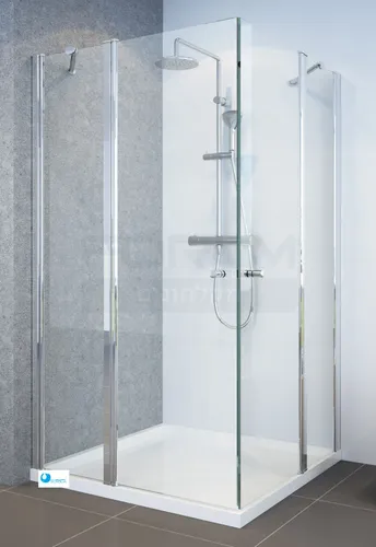 מקלחון פינתי דגם מרטין 2801W מבית סל אקווה עם זכוכית עמידה, בגימור ניקל, מתאים למידות 76.5-78x185 ס