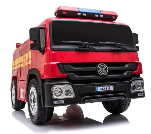 כבאית ממונעת 12V עם שלט, אפקטים, אורות ומטף משפריץ מים