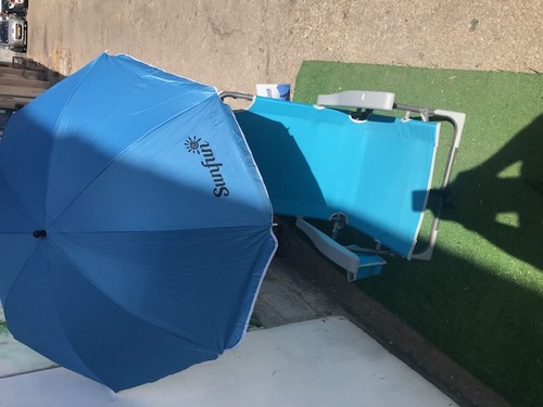 כסא מתקפל לים עם שמשיה קורל חזק וקל  OUTDOOR CORAL