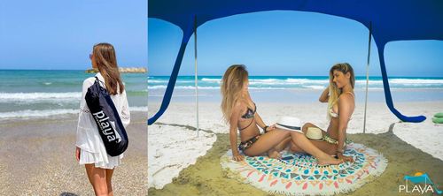 ציליית חוף עם שקי חול  3x3 מטר Playa Europe - צבע כחול רויאל