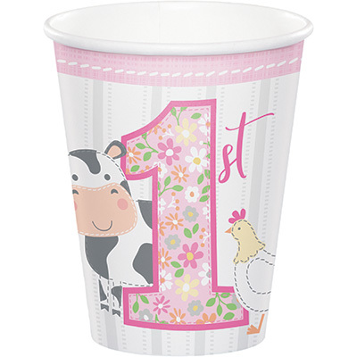 כוסות נייר 9 OZ חיות בחווה בת - 8 יח'