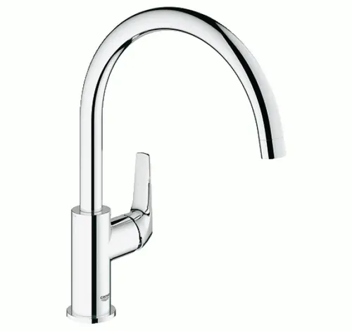 ברז פרח למטבח מבית גרואה דגם 31230000 KITCHEN עם פיה קבועה ובגימור כרום.