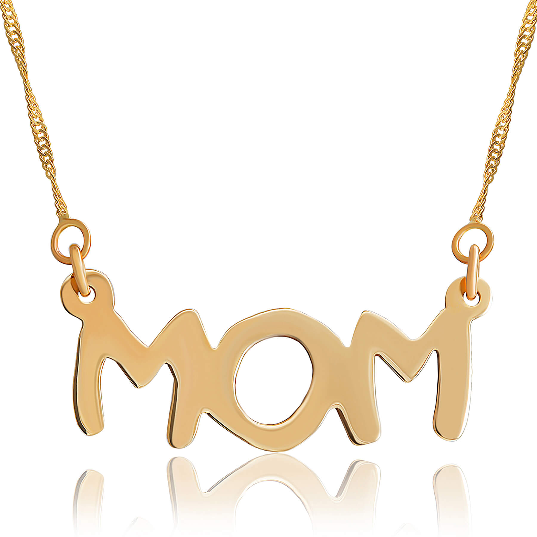 שרשרת ותליון "MOM" מזהב 14K