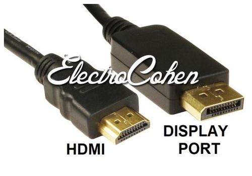 כבל איכותי מוזהב DISPLAY PORT HDMI‏ זכר זכר 1.8M (תומך אודיו)