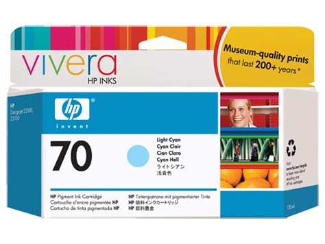 ראש דיו ציאן בהיר HP 70 130-ml C9390A מקורי