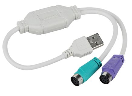 מתאם כבל קצר USB - PS2 עבור עכבר ומקלדת