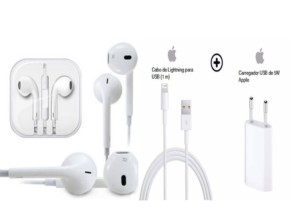  ערכה מקורית של Apple ראש מטען, כבל נתונים, ואוזניות מקוריות