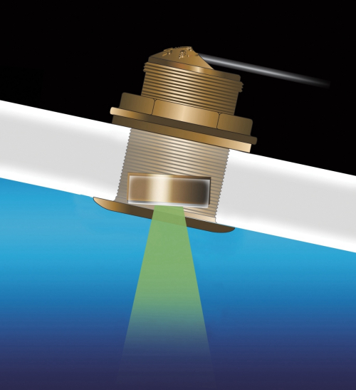 Airmar B150 20° – תקריב גוף מתמר וחיבורים