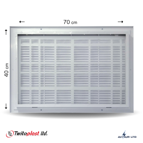 גריל אויר חוזר פלסטיק 70x40 + פילטר - מידות פנים