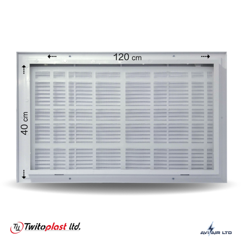 גריל אויר חוזר פלסטיק 120x40 + פילטר - מידות פנים