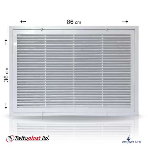 גריל אויר חוזר פלסטיק 80x30 + פילטר - מידות פנים