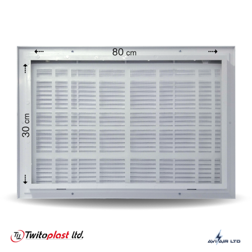 גריל אויר חוזר פלסטיק 80x30 + פילטר - מידות פנים