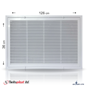 גריל אויר חוזר פלסטיק 120x30 + פילטר - מידות פנים