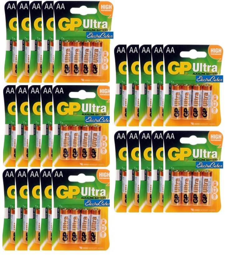 מארז 100 סוללות AA אולטרה אלקליין GP ULTRA alkaline מלאי מיידי