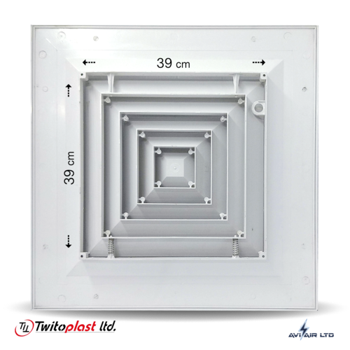 גריל תיקרתי 60x60 פלסטיק 5 חריצים ערום טוויטופלסט