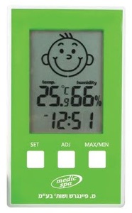 מד לחות וטמפרטורה לחדרי ילדים - ירוק