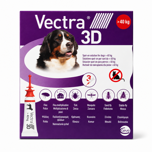וקטרה אמפולות נגד פרעושים וקרציות לכלבים במשקל 40 ק”ג ומעלה 
