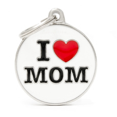 תג שם עם חריטה לכלבים I LOVE MOM