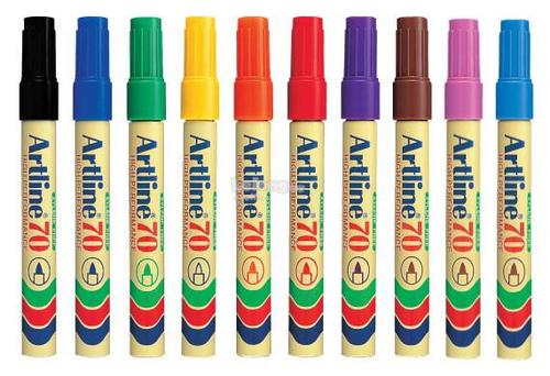 סט 10 טושים פרמננטיים ARTLINE 70 בצבעים