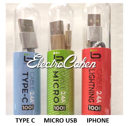 טעינה מהירה 2.4A והעברת נתונים USB TYPE C / MICRO USB / IPHONE