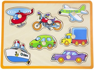 פאזל כפתורי עץ - כלי תחבורה