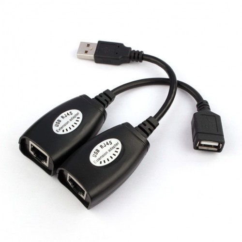זוג מאריכי USB על גבי רשת LAN RJ45