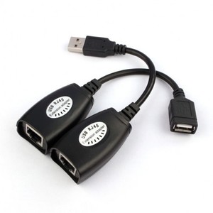 זוג מאריכי USB על גבי רשת LAN RJ45