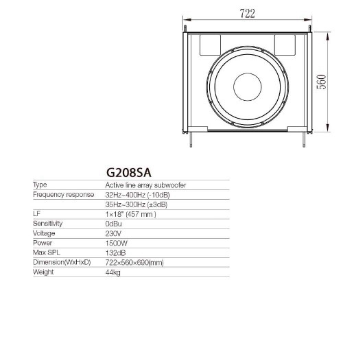 רמקול סאב וופר מוגבר מדגם SoundKing Active Line Array Sub G210SA