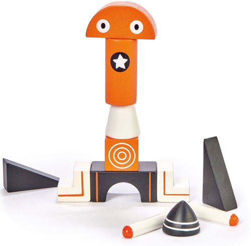 בלוקים מגנטים מעץ - חללית 12 חלקים