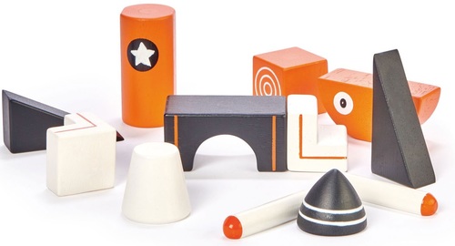 בלוקים מגנטים מעץ - חללית 12 חלקים