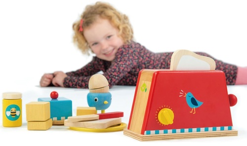 סט טוסטר וארוחת בוקר למשחק מעץ 15 חלקים