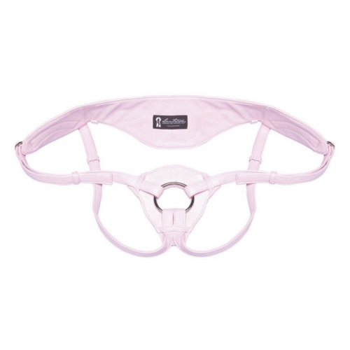 רתמה לסטרפ און מעור ורוד עם תמיכה לגב Lux Fetish - leather harness