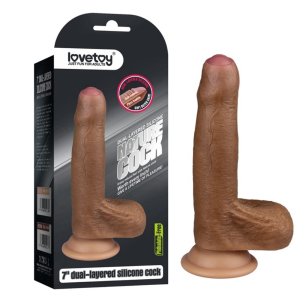 דילדו ריאליסטי 18 ס"מ Dual layered Uncircumcised Liquid Silicone מק"ט - LV4006B